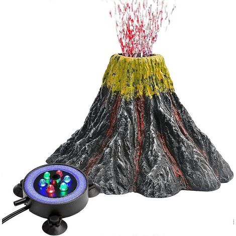 Kit de décoration d'aquarium Nicrew Volcano, lampe à bulles avec décoration LED colorée pour aquarium (1/5)