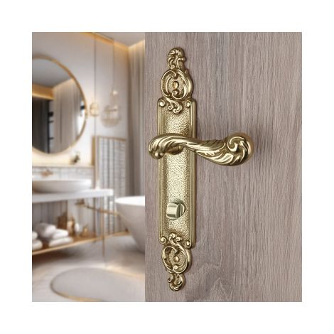 Ouvre&Déco – 2 poignées de porte intérieure en laiton poli sur plaque Conda/Déconda entraxe 195 mm, SULLY
