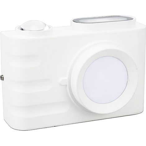 Applique murale LED créative en forme d'appareil photo, applique murale décorative unique, éclairage d'escalier intérieur, luminaire d'extérieur étanche, blanc. (1/5)
