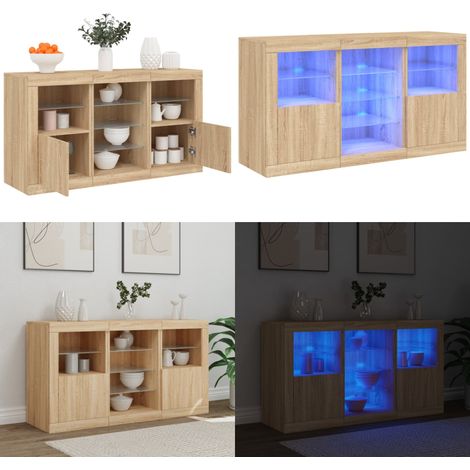Buffet avec lumières LED chêne sonoma 123x37x67 cm - Meuble De Rangement - Buffet - Meuble Tv - Armoire - Décoration Intérieure - Home & Living (1/5)