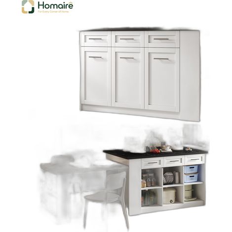 Küchenwagen aus MDF mit Stauraum weiß 150 x 90 x 90 cm HOMAIRE (1/5)