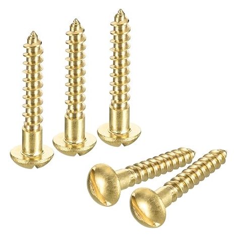 QUARKZMAN M4 x 25mm Brass Slotted Round Head Wood Screws Self Tapping Woodworking Screws (1/5)