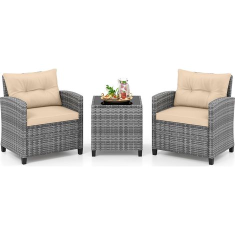 COSTWAY Set Sedie E Tavolo Esterno Set Sedie E Tavolo In Rattan Set Sedie E Tavolo Da Giardino Set Rattan Giardino Set Rattan Sedie Set Sedie Bar Set Sedie Ba (1/5)