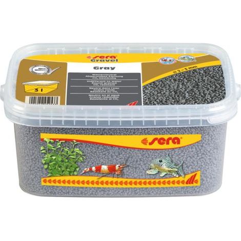 Sera Gravel Gray - Gravilla Color Gris (Ø 2 - 3 mm) para Acuarios de Agua Dulce y Salada