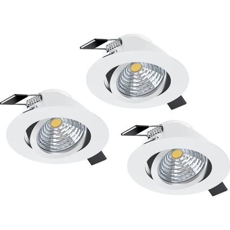 Kit 3 Faretti da Incasso Orientabili Saliceto Led Integrato, 4000K Tondo Bianco Eglo (1/3)