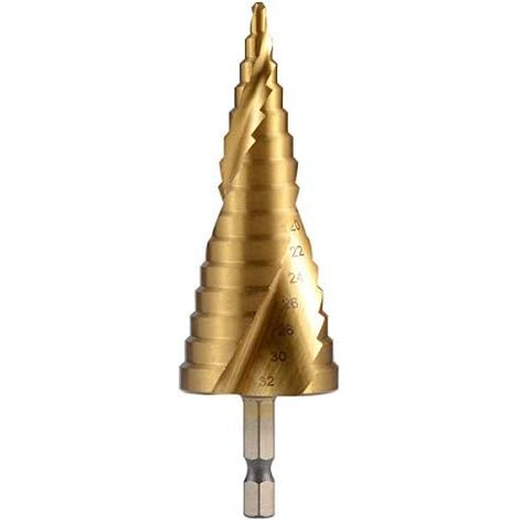 Foret étagé avec deux grandes flûtes hélicoïdales HSS Tige hexagonale pour couper des trous sur le métal, bois, plastique 4–32 mm de diamètre - 4-32mm (1/5)