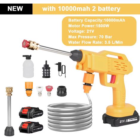 Laveuse pression nomade – 200 bars – 2500 W – Batterie 21 V – Voiture et jardin – Style 3 (1/5)
