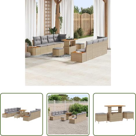 Poly-Rattan - Gartensofa-set 11 pcs Beige Poly-Rattan (1/5)