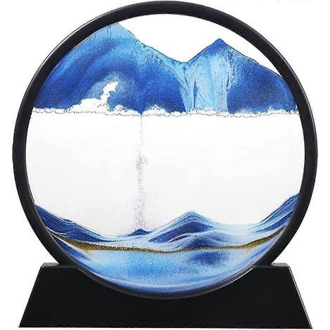 Tableau de sable mouvant, peinture de sable fluide, décoration en verre rond 3D, sablier, paysage marin profond, décoration relaxante pour D (1/5)