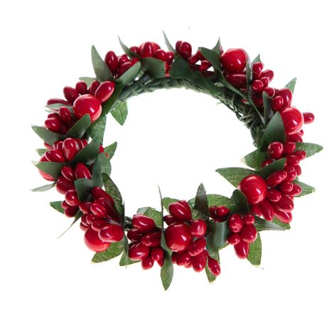 Ghirlanda per Candela Natalizio Diametro 8 cm con bacche, per candele -8 cm (1/4)