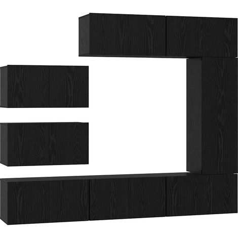 Maison Exclusive - TV-Schrankset 8 pcs Schwarz Eichen-Optik Holzw