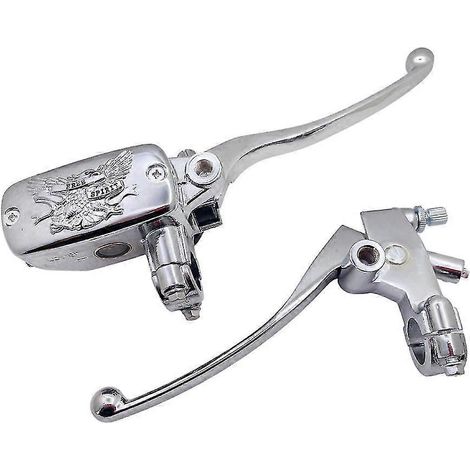 Maître-cylindre de frein hydraulique universel en alliage chromé avec motif aigle pour moto, levier d'embrayage 22 mm, pièce de frein à disque pour moto. (1/5)