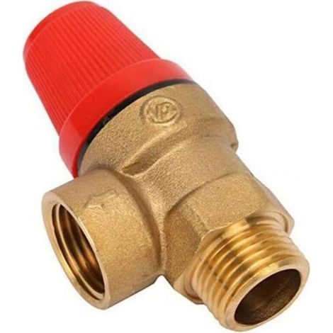 Soupape de sécurité en laiton 1/2" filetage mâle G, pression maximale 3 bar, pour eau, huile et gaz non corrosifs, lot de pièces de fixation standard (1/5)