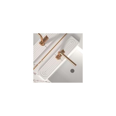Set di assorbenti per rubinetti in terra diatomacea, paraspruzzi, ad asciugatura rapida, per lavelli da cucina, camper, piani bagno (bianco, 40 x 10 cm) - Crezuo