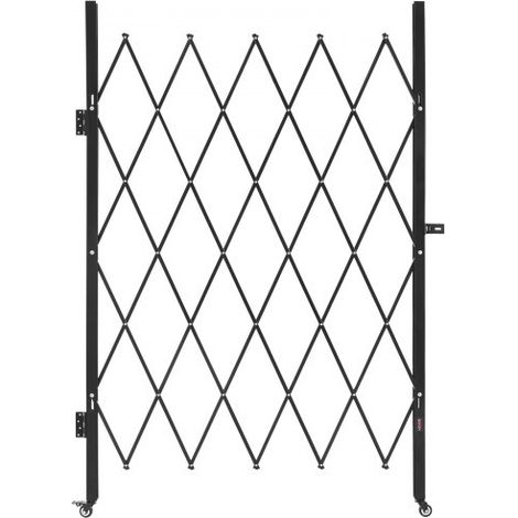 Sicherheitstor (Einzel) abschließbares klappbares Scherentor mit 360°-Lenkrollen, einziehbare Stahltore Outdoor, für Eingangssicherheit Garage Lager, Falttor 1260 x 1975 mm (B x H) Schwarz (1/5)