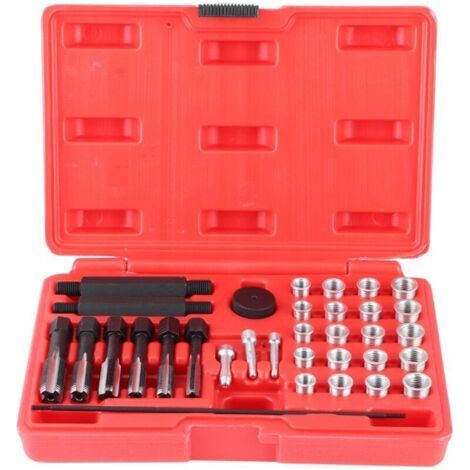 Glow Plug Thread Repair Kit, 33 Piece Glow Plug Tool, Steel Threaded Insert for Cars (1/5)