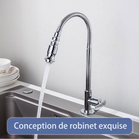 360 Rotatif Cuisine Bar Salle de Bains Robinet d'évier Simple Eau Froide Cou Flexible Salle de Lavage Jardin extérieur Robinet d'ap (1/4)