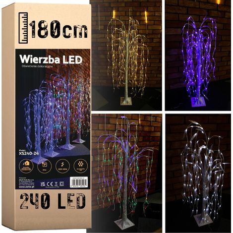 Sapin de Noël 240 LED - Saule lumineux 180 cm SAULE LUMINEUX 180CM 240 LED DÉCORATION DE SAPIN DE NOËL BLEU MORE&DECO (1/5)