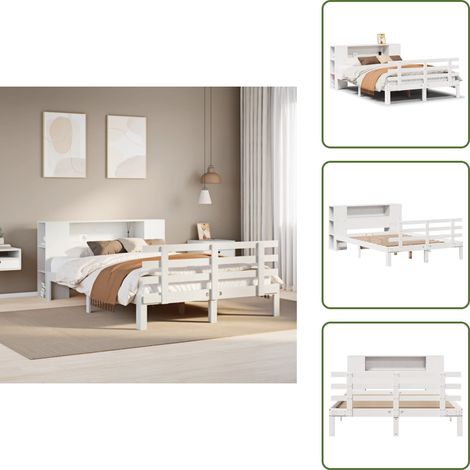 Letto con pediera - vidaXL Letto Libreria senza Materasso Bianco 150x200 cm Legno di Pino - Letto in legno
