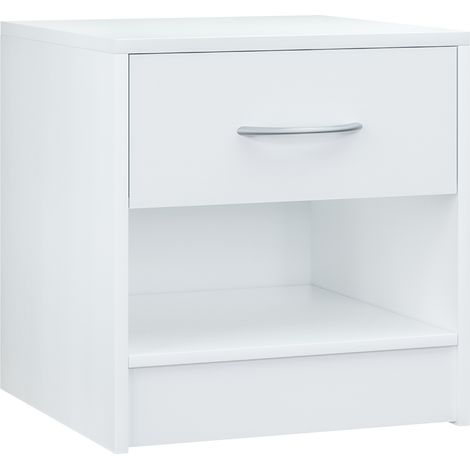 CASARIA® Mesita de Noche 41x39x28cm Mesa Auxiliar Cajón Compartimento Abierto Asa Cómoda Dormitorio Mesilla Salón Mueble Recibidor - Varios colores White (en)