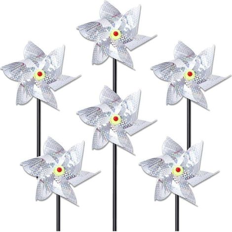 6-teiliges reflektierendes Windmühlen-Set, Vogelscheuchen-Dekoration, entfernt Vögel, reflektierendes Vogelabwehrmittel zum Schutz von Gärten, Bauernhöfen und Obstplantagen (1/5)