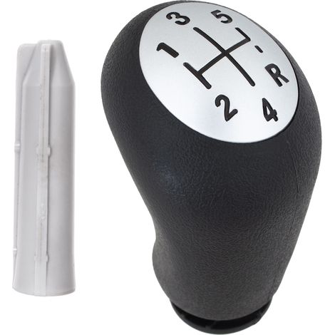 Pomo de cambio de marchas Renault Clio II III IV 5 VELOCIDADES NEGRO + PLATA + adaptador / Juego de 2 adaptadores para palanca de cambios
