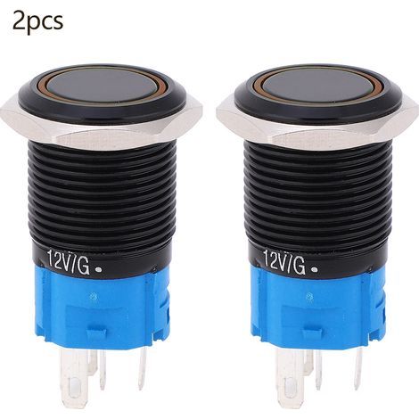 Stück 16 mm beleuchtete, selbstverriegelnde, wasserdichte Metall-Drucktaster für Auto/Computer, 220 V Wechselstrom (gelb) (1/5)
