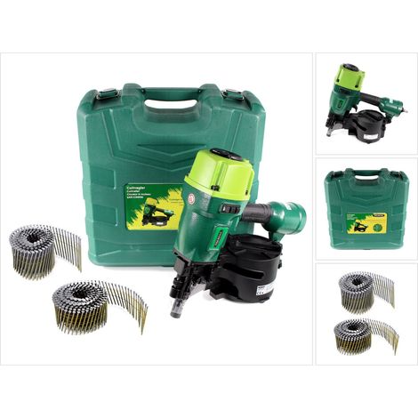 Prebena 8XR-CNW90 Clavadora de aire comprimido con cargador + Maletín de transporte + Prebena CNW31/90BKRI Clavos de bobina - 3600 unidades + Prebena CNW25/65BKRI Clavos de bobina - 7200 unidades (1/5)