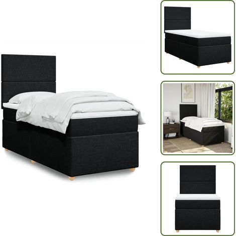 Boxspringbett mit Matratze Schwarz 90x190 cm Stoff - Boxspringbett - Doppelbett - Schlafsystem - Bettsofa - Bettgestell (1/5)