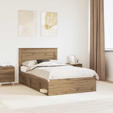 vidaXL Cadre de lit Chêne artisan 120 x 190 cm Pin massif (1/5)