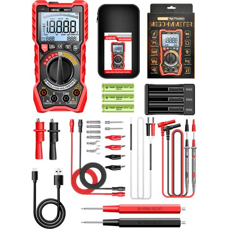 2-in-1 Isolationsmultimeter, 19999 Counts, 50 V–1000 V, PI/DAR, AC/DC, hintergrundbeleuchtetes LCD-Display