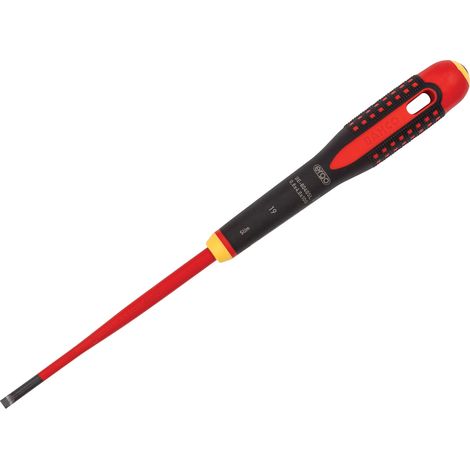 Bahco ERGO™ Slim VDE Insulated Slotted Screwdriver 5.5 x 125mm - Ergonomic Handle, Certified for Electrical Work