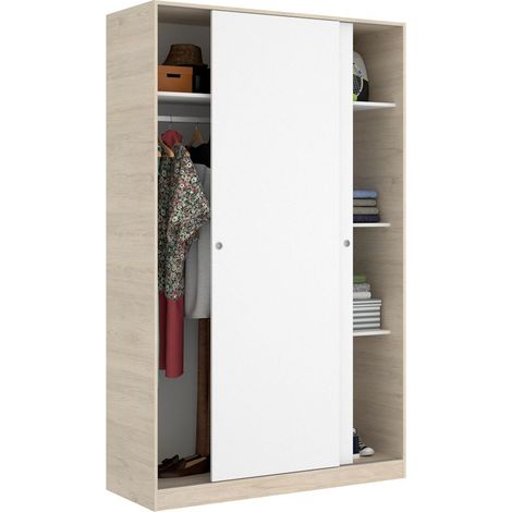 SLIDE Armario 2 puertas correderas plus 120 natural blanco brillo (1/3)