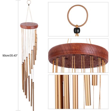 Carillon à Vent Métal 18 Tubes Aluminium pour Jardin Patio Balcony Décor Cadeau Relaxant (1/5)