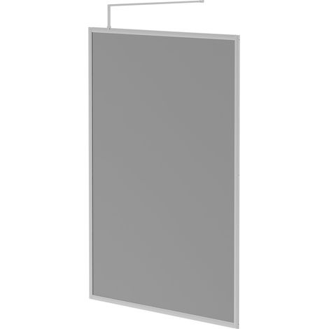 Pacco 8mm Smoked Glass Polished Chrome 1950mm x 1400mm Fully Framed Walk In Shower Screen including Wall Channel and Support Bar (1/5)