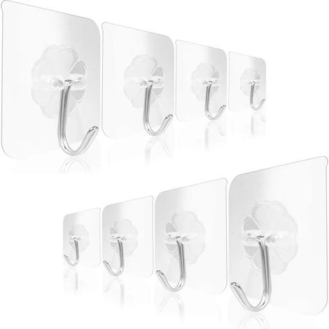 12 Ganci Autoadesivi, Ganci da Parete Trasparenti Impermeabili, Senza Foratura, Ganci per Cucina Bagno Parete & Soffitto (1/5)