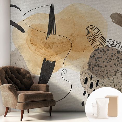 Papier peint intissé à motifs décoratifs pour salon chambre et bureau Décoration murale élégante avec colle Composition abstraite 250x250 cm (1/5)