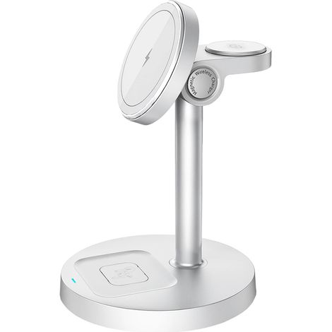Cargador inalámbrico compatible con MagSafe, estación de carga 3 en 1 para Apple, cargador rápido y seguro por inducción, compatible con iPhone, Apple Watch y AirPods Pro (1/5)