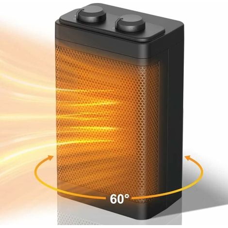 Chauffage Soufflant Électrique, PTC Radiateur Soufflant 1500W Chauffage d'appoint, 60° Oscillation, 3 Modes, Portatif Chauffage Economie d'énergie (1/4)