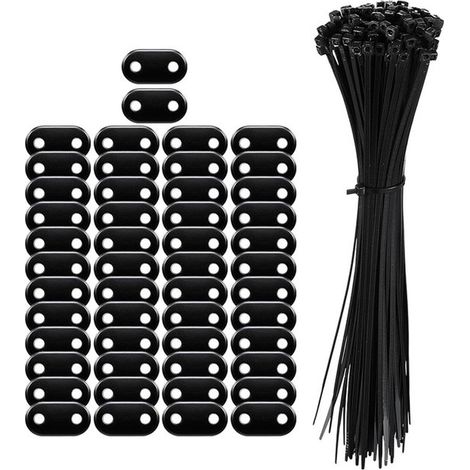 Kit de montaje para pantallas de privacidad，Incluye 50 clips de montaje de PVC y 50 bridas planas para cables，Apto para jardines (1/5)
