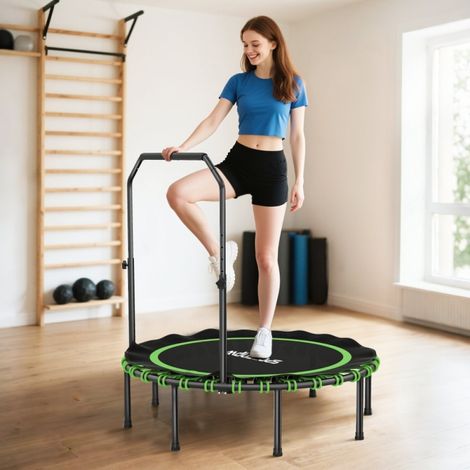 Trampoline de fitness avec barre d'appui réglable, trampoline sportif pour une utilisation intérieure et extérieure, acier, plastiqu (1/5)