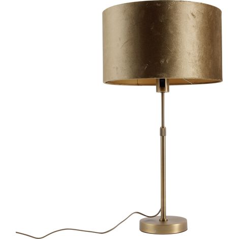 QAZQA Table Lamp Bronze with Velvet Shade Bronze 35cm - Parte