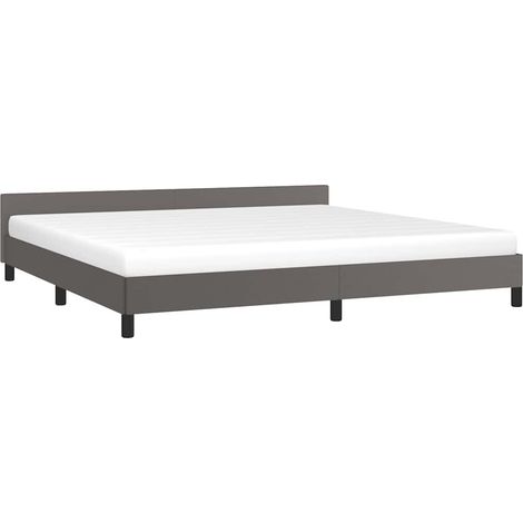 Estructura de cama con cabecero sin colchón gris 200x200 cm vidaXL