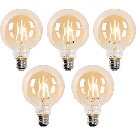 Set of 5 Smart E27 LED Bulbs G95 Gold 4.9W 470lm 1800-4000K (1/5)