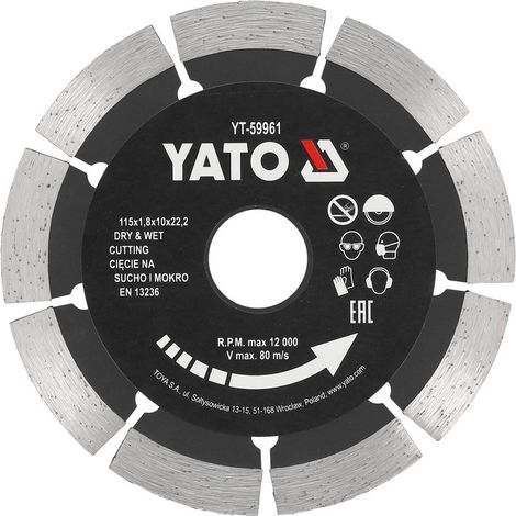 Disque diamant 115mm 10mm tronconner beton pierre materiaux a jante segmentee