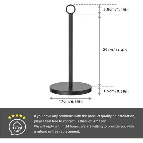 Porte-essuie-tout noir pour comptoir - Support autoportant pour essuie-tout pour rouleaux de cuisine (1/4)