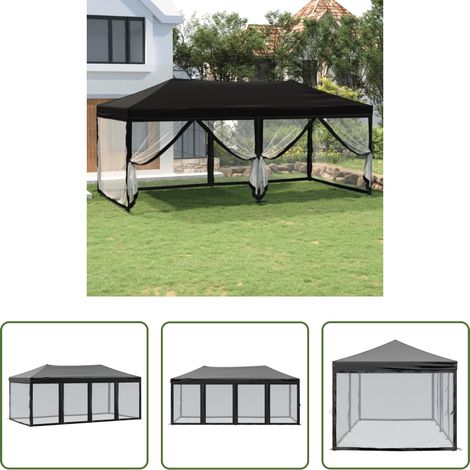 Tente de réception - Tente de réception pliable avec parois Noir 3x6 m (1/5)