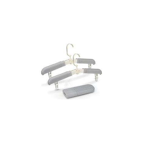 Lot de 3 Cintres Pliables avec Clips Antidérapants, Portables pour Voyage, Idéal pour Vêtements et Jupes, Gris (1/4)