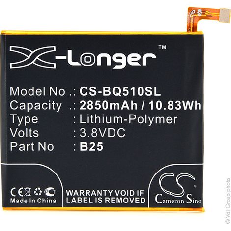 NX - Batterie téléphone, smartphone, GSM pour BQ 3.8V 2850mAh - B25 (1/2)