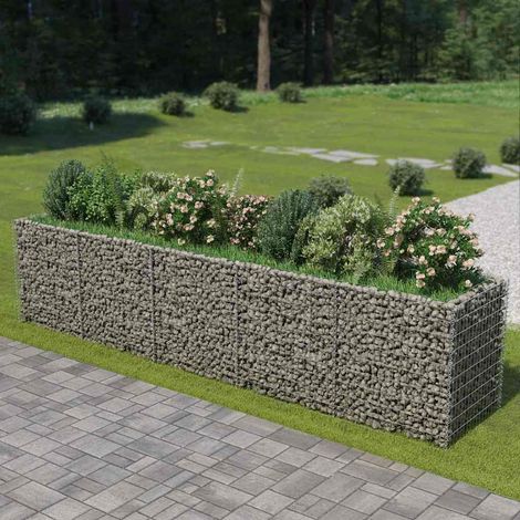 Jardinière, Bac A Fleur, Lit surélevé à gabion Acier galvanisé 450x90x100 cm FR61521 DESIGN IN (1/5)